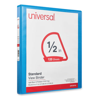 Universal® Slant D-Ring View Binder, 3 Rings, 0.5" Capacity, 11 x 8.5, Light Blue (UNV20703)