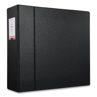 Universal® Deluxe Non-View D-Ring Binder with Label Holder, 3 Rings, 4" Capacity, 11 x 8.5, Black (UNV20706)