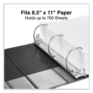 Universal® Deluxe Non-View D-Ring Binder with Label Holder, 3 Rings, 4" Capacity, 11 x 8.5, Black (UNV20706)