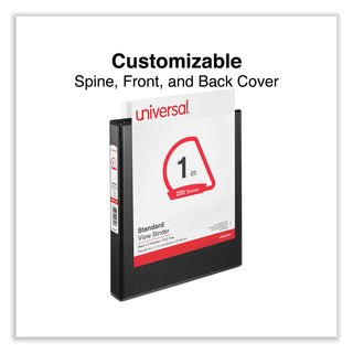 Universal® Slant D-Ring View Binder, 3 Rings, 1" Capacity, 11 x 8.5, Black (UNV20741)