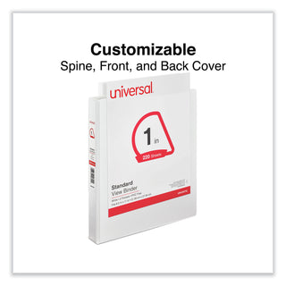 Universal® Slant D-Ring View Binder, 3 Rings, 1" Capacity, 11 x 8.5, White (UNV20742)
