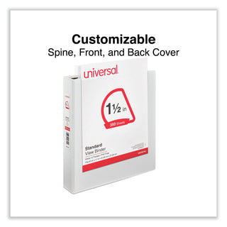 Universal® Slant D-Ring View Binder, 3 Rings, 1.5" Capacity, 11 x 8.5, White (UNV20744)