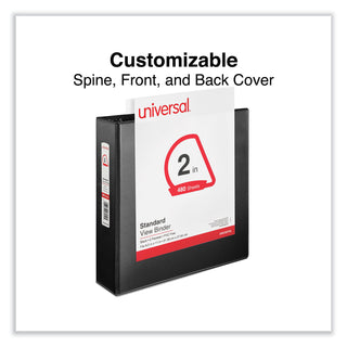 Universal® Slant D-Ring View Binder, 3 Rings, 2" Capacity, 11 x 8.5, Black (UNV20745)