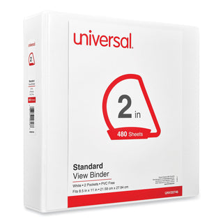 Universal® Slant D-Ring View Binder, 3 Rings, 2" Capacity, 11 x 8.5, White (UNV20746)