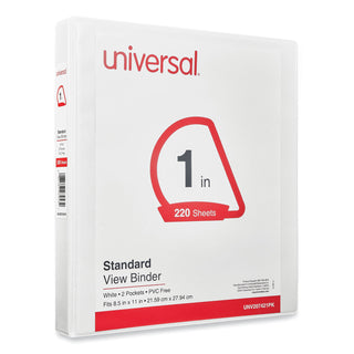 Universal® Slant D-Ring View Binder, 3 Rings, 1" Capacity, 11 x 8.5, White, 12/Carton (UNV207421PK)
