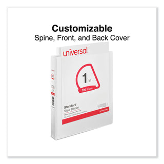 Universal® Slant D-Ring View Binder, 3 Rings, 1" Capacity, 11 x 8.5, White, 12/Carton (UNV207421PK)