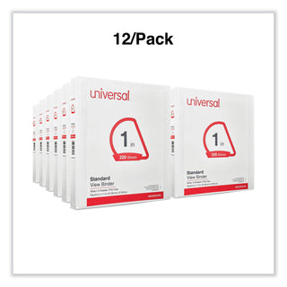 Universal® Slant D-Ring View Binder, 3 Rings, 1" Capacity, 11 x 8.5, White, 12/Carton (UNV207421PK)