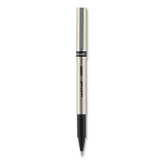 uniball® Deluxe Stick Roller Ball Pen, Fine 0.7mm, Black Ink, Champagne Barrel, Dozen (UBC60052)