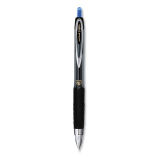 uniball® Signo 207 Retractable Gel Pen, Micro 0.5mm, Blue Ink, Smoke/Black/Blue Barrel, Dozen (UBC61256)