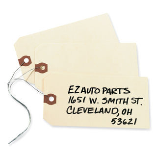 Avery® Double Wired Shipping Tags, 13pt. Stock, 5 1/4 x 2 5/8, Manila, 1,000/Box (AVE12606)