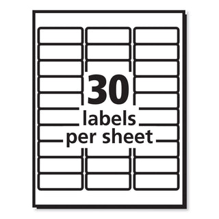 PRES-a-ply® Labels, Laser Printers, 1 x 2.63, White, 30/Sheet, 100 Sheets/Box (AVE30600)