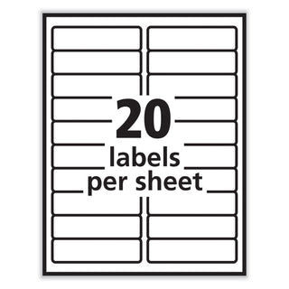 PRES-a-ply® Labels, Laser Printers, 1 x 4, White, 20/Sheet, 100 Sheets/Box (AVE30601)