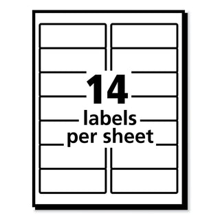 PRES-a-ply® Labels, Laser Printers, 1.33 x 4, White, 14/Sheet, 100 Sheets/Box (AVE30602)