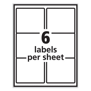 PRES-a-ply® Labels, Laser Printers, 3.33 x 4, White, 6/Sheet, 100 Sheets/Box (AVE30604)