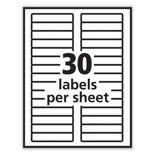 PRES-a-ply® Labels, 0.66 x 3.44, White, 30/Sheet, 50 Sheets/Box (AVE30632)