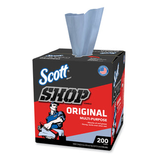 Scott® Shop Towels Original (75190), Blue, Pop-Up Dispenser Box, 200 Towels/Box, 8 Boxes/Case, 1,600 Towels/Case (KCC75190)