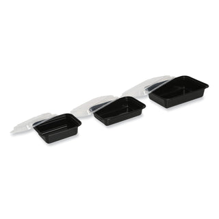 GEN Food Container, 38 oz, 8.81 x 6.02 x 2.48, Black/Clear, Plastic, 150/Carton (GENTORECT38)