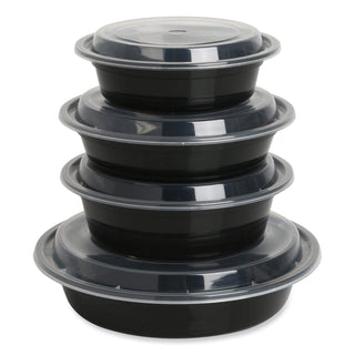 GEN Food Container, 16 oz, 6.29 x 6.29 x 1.96, Black/Clear, Plastic, 150/Carton (GENTORND16)