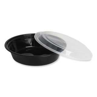 GEN Food Container, 16 oz, 6.29 x 6.29 x 1.96, Black/Clear, Plastic, 150/Carton (GENTORND16)