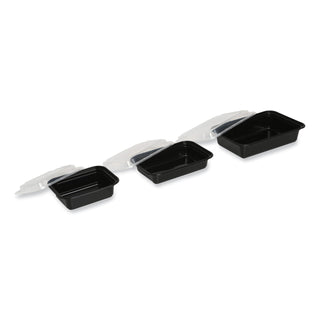 GEN Food Container, 12 oz, 5.78 x 4.52 x 2.24, Black/Clear, Plastic, 150/Carton (GENTORECT12)