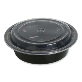 GEN Food Container, 16 oz, 6.29 x 6.29 x 1.96, Black/Clear, Plastic, 150/Carton (GENTORND16)