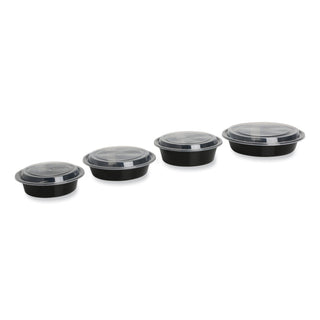GEN Food Container, 48 oz, 8.85 x 8.85 x 2.24, Black/Clear, Plastic, 150/Carton (GENTORND48)