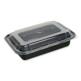 GEN Food Container, 24 oz, 7.48 x 5.03 x 2.48, Black/Clear, Plastic, 150/Carton (GENTORECT24)