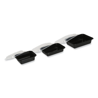 GEN Food Container, 24 oz, 7.48 x 5.03 x 2.48, Black/Clear, Plastic, 150/Carton (GENTORECT24)