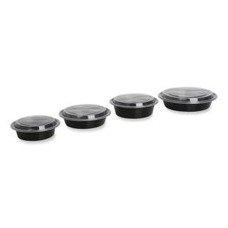 GEN Food Container, 16 oz, 6.29 x 6.29 x 1.96, Black/Clear, Plastic, 150/Carton (GENTORND16)