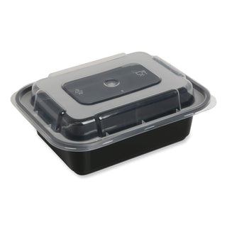 GEN Food Container, 12 oz, 5.78 x 4.52 x 2.24, Black/Clear, Plastic, 150/Carton (GENTORECT12)