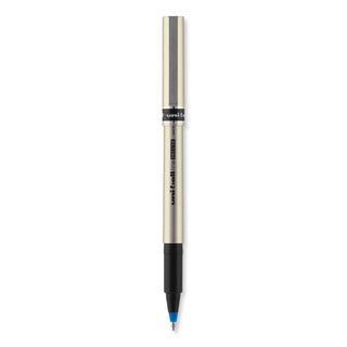 uniball® Deluxe Stick Roller Ball Pen, Fine 0.7mm, Blue Ink, Champagne Barrel, Dozen (UBC60053)