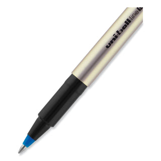 uniball® Deluxe Stick Roller Ball Pen, Fine 0.7mm, Blue Ink, Champagne Barrel, Dozen (UBC60053)