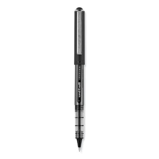 uniball® VISION Stick Roller Ball Pen, Micro 0.5mm, Black Ink, Black/Gray Barrel, Dozen (UBC60106)