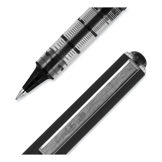 uniball® VISION Stick Roller Ball Pen, Micro 0.5mm, Black Ink, Black/Gray Barrel, Dozen (UBC60106)