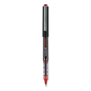 uniball® VISION Stick Roller Ball Pen, Micro 0.5mm, Red Ink, Gray/Red Barrel, Dozen (UBC60117)