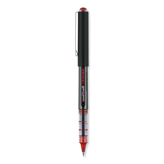 uniball® VISION Stick Roller Ball Pen, Micro 0.5mm, Red Ink, Gray/Red Barrel, Dozen (UBC60117)