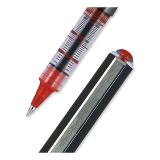 uniball® VISION Stick Roller Ball Pen, Micro 0.5mm, Red Ink, Gray/Red Barrel, Dozen (UBC60117)