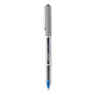 uniball® VISION Stick Roller Ball Pen, Fine 0.7mm, Blue Ink, Blue/Gray Barrel, Dozen (UBC60134)