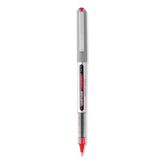 uniball® VISION Stick Roller Ball Pen, Fine 0.7mm, Red Ink, Gray/Red Barrel, Dozen (UBC60139)