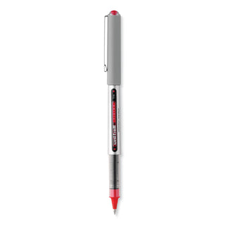 uniball® VISION Stick Roller Ball Pen, Fine 0.7mm, Red Ink, Gray/Red Barrel, Dozen (UBC60139)