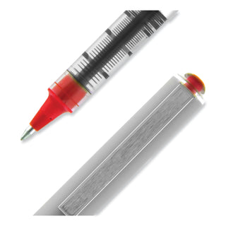 uniball® VISION Stick Roller Ball Pen, Fine 0.7mm, Red Ink, Gray/Red Barrel, Dozen (UBC60139)