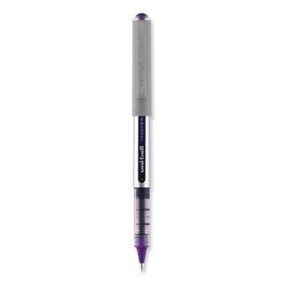 uniball® VISION Stick Roller Ball Pen, Fine 0.7mm, Majestic Purple Ink, Gray Barrel, Dozen (UBC60382)