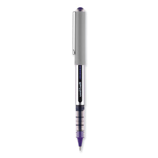 uniball® VISION Stick Roller Ball Pen, Fine 0.7mm, Majestic Purple Ink, Gray Barrel, Dozen (UBC60382)