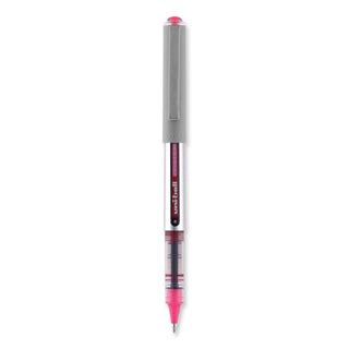 uniball® VISION Stick Roller Ball Pen, Fine 0.7mm, Passion Pink Ink, Gray Barrel, Dozen (UBC60384)