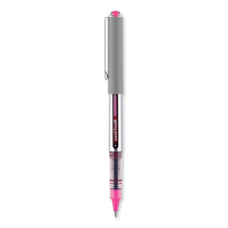 uniball® VISION Stick Roller Ball Pen, Fine 0.7mm, Passion Pink Ink, Gray Barrel, Dozen (UBC60384)
