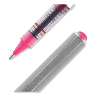 uniball® VISION Stick Roller Ball Pen, Fine 0.7mm, Passion Pink Ink, Gray Barrel, Dozen (UBC60384)