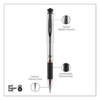 uniball® 207 Impact Stick Gel Pen, Bold 1mm, Red Ink, Black Barrel (UBC65802)