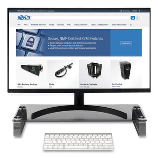 Tripp Lite Universal Glass-Top Monitor Riser, 22w x 8d x 3h, Clear (TRPMR2208G)