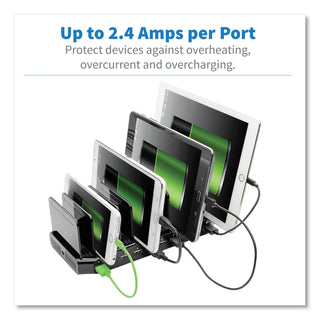 Tripp Lite Desktop Charging Station with Adjustable , 10 Devices, 9.4w x 4.7d x 1h, Black (TRPU280010ST)