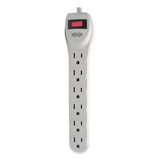 Tripp Lite TLP602 Surge Suppressor, 6 Outlets, 2 ft Cord, 180 Joules, Light Gray (807900)